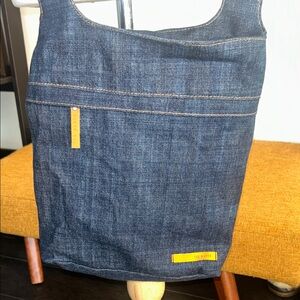Ted Baker Blue Denim Tote with Yellow Accents